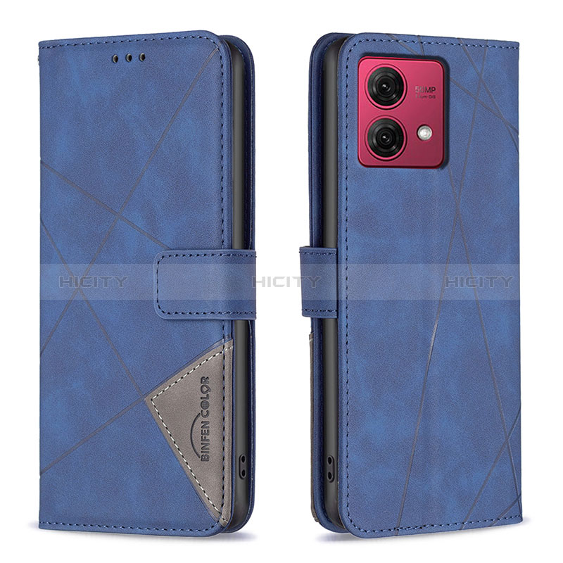 Coque Portefeuille Livre Cuir Etui Clapet B08F pour Motorola Moto G84 5G Bleu Plus