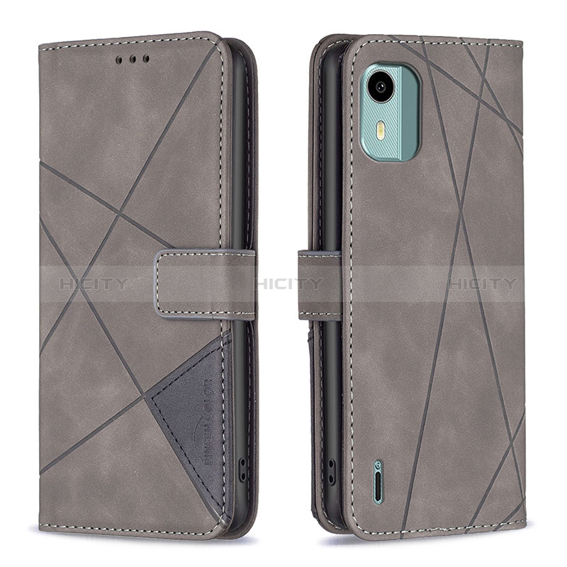 Coque Portefeuille Livre Cuir Etui Clapet B08F pour Nokia C12 Gris Plus