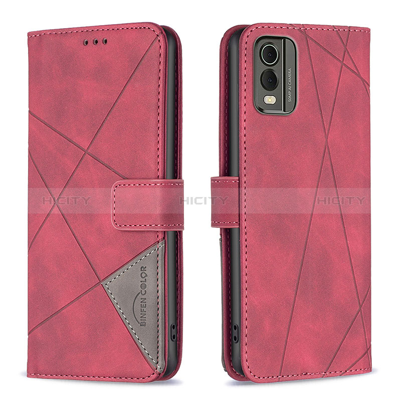 Coque Portefeuille Livre Cuir Etui Clapet B08F pour Nokia C210 Rouge Plus