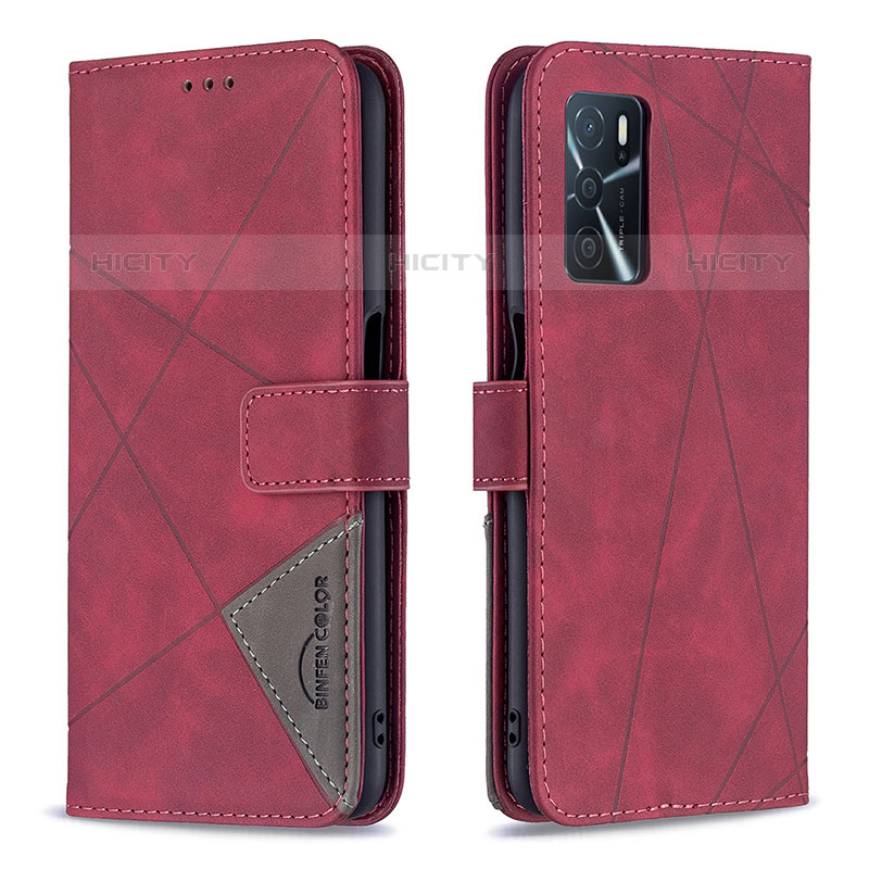 Coque Portefeuille Livre Cuir Etui Clapet B08F pour Oppo A54s Rouge Plus