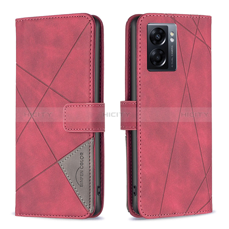 Coque Portefeuille Livre Cuir Etui Clapet B08F pour Oppo A56S 5G Rouge Plus