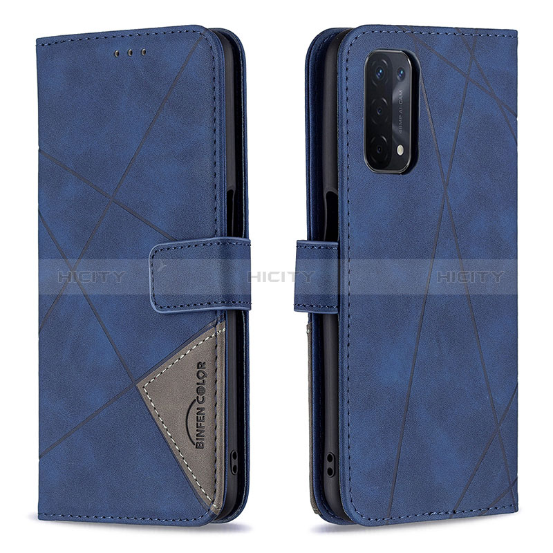 Coque Portefeuille Livre Cuir Etui Clapet B08F pour Oppo A74 5G Bleu Plus