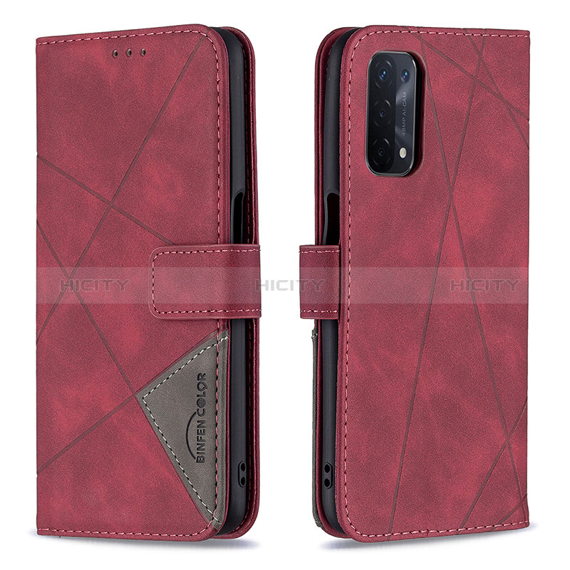 Coque Portefeuille Livre Cuir Etui Clapet B08F pour Oppo A74 5G Rouge Plus