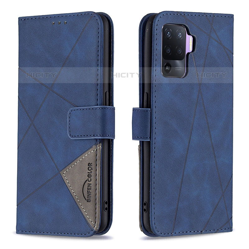 Coque Portefeuille Livre Cuir Etui Clapet B08F pour Oppo A94 4G Bleu Plus