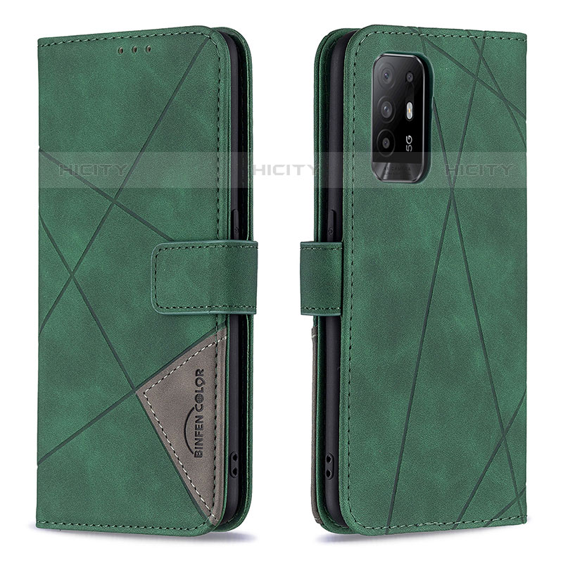 Coque Portefeuille Livre Cuir Etui Clapet B08F pour Oppo A95 5G Vert Plus