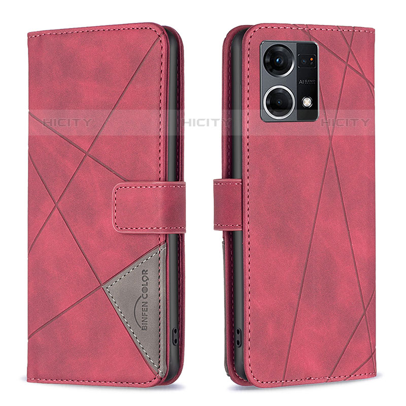 Coque Portefeuille Livre Cuir Etui Clapet B08F pour Oppo F21 Pro 4G Rouge Plus