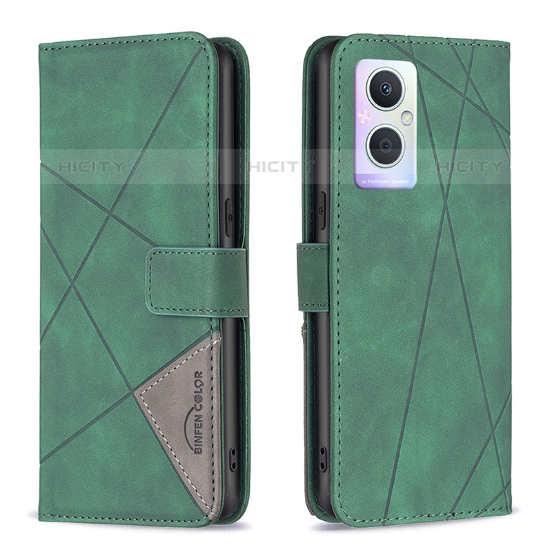 Coque Portefeuille Livre Cuir Etui Clapet B08F pour Oppo F21 Pro 5G Vert Plus