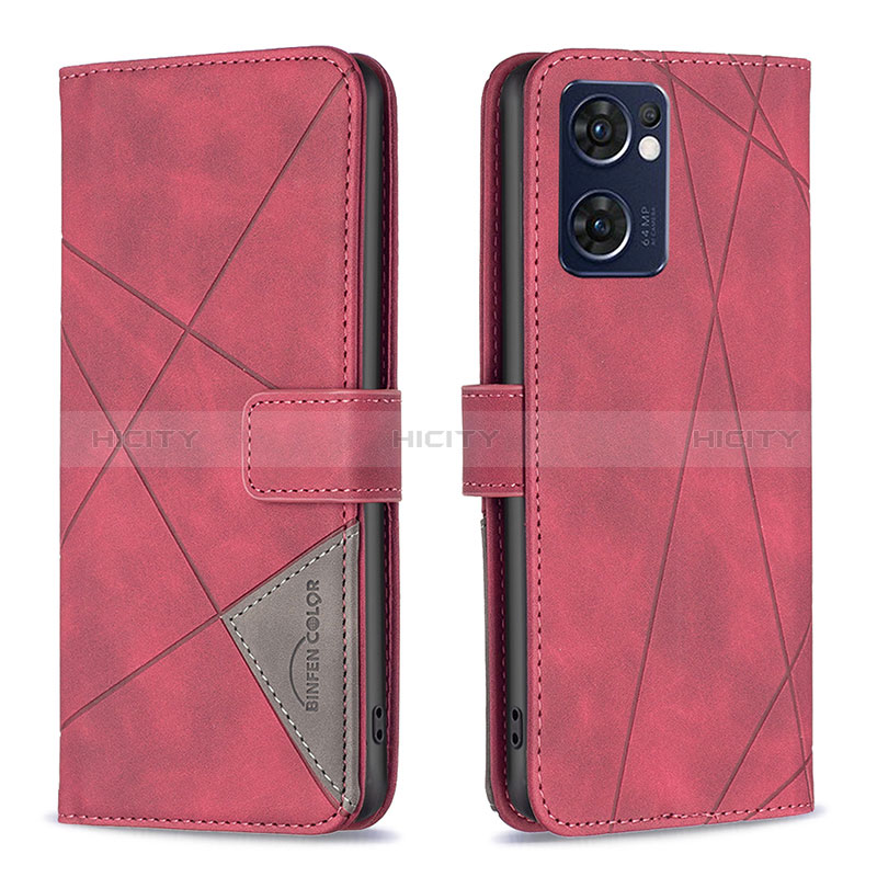 Coque Portefeuille Livre Cuir Etui Clapet B08F pour Oppo Find X5 Lite 5G Rouge Plus