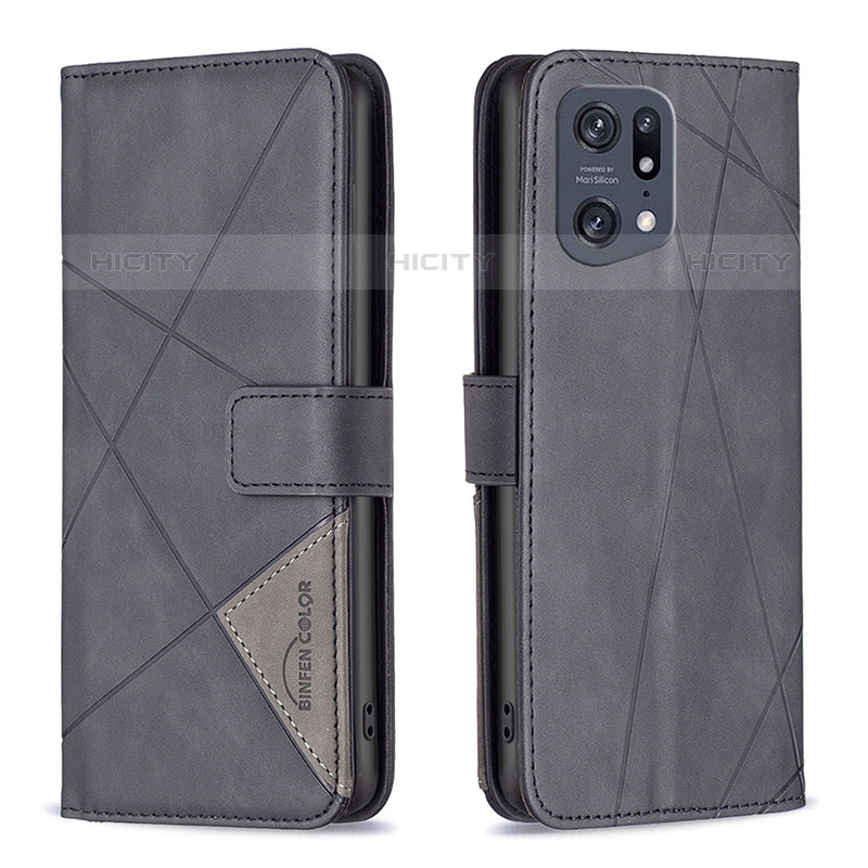 Coque Portefeuille Livre Cuir Etui Clapet B08F pour Oppo Find X5 Pro 5G Noir Plus