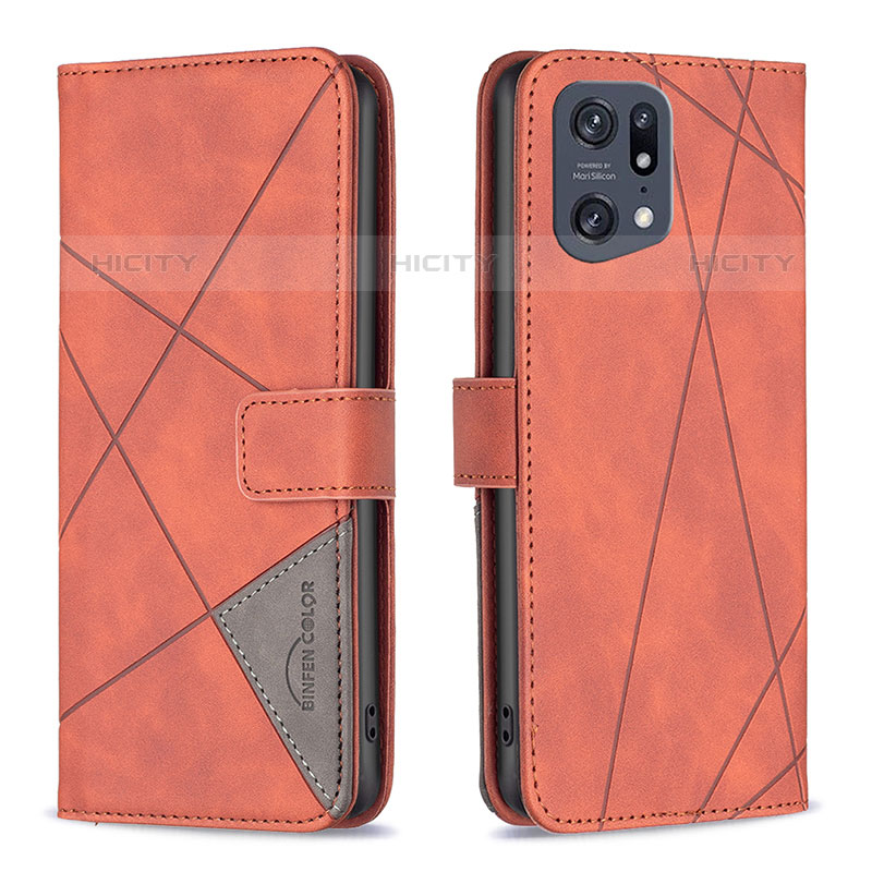 Coque Portefeuille Livre Cuir Etui Clapet B08F pour Oppo Find X5 Pro 5G Orange Plus