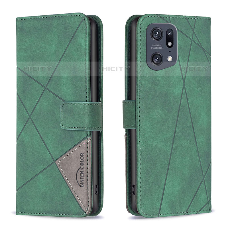 Coque Portefeuille Livre Cuir Etui Clapet B08F pour Oppo Find X5 Pro 5G Vert Plus