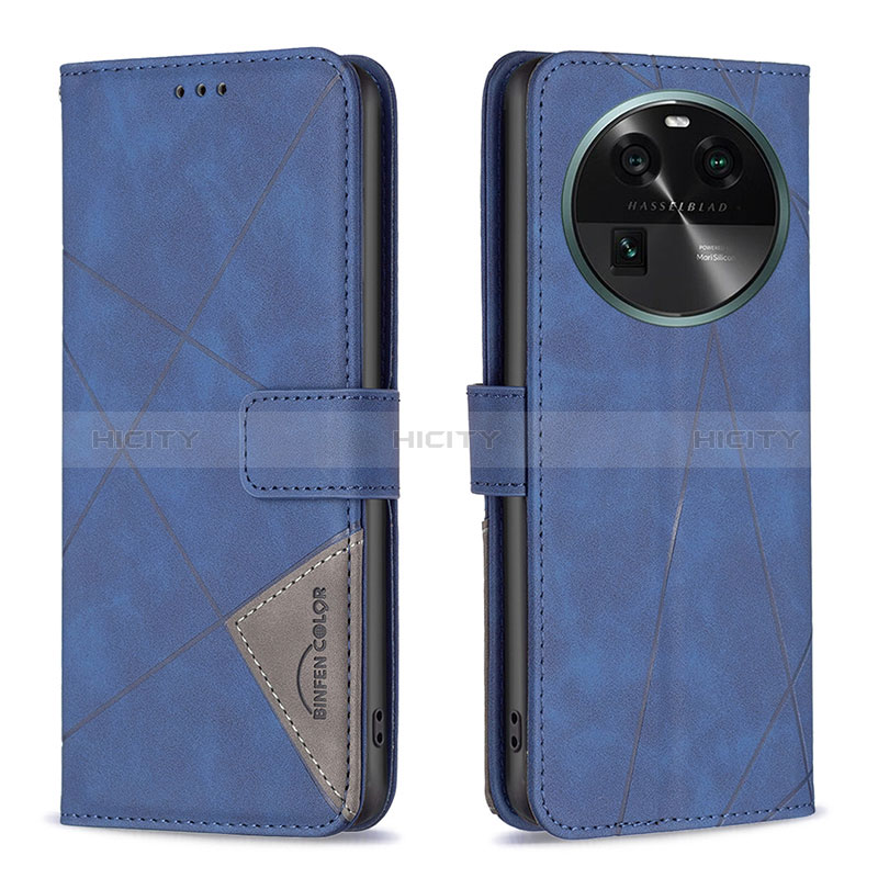 Coque Portefeuille Livre Cuir Etui Clapet B08F pour Oppo Find X6 5G Bleu Plus