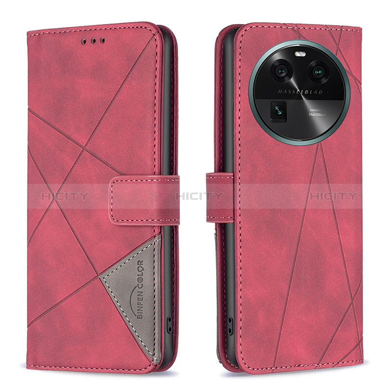 Coque Portefeuille Livre Cuir Etui Clapet B08F pour Oppo Find X6 Pro 5G Rouge Plus