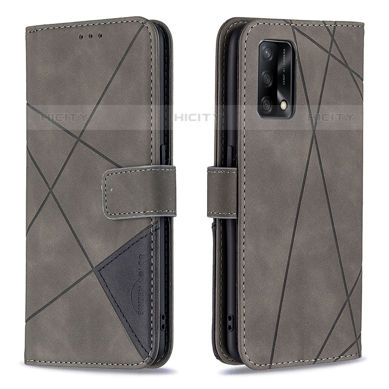 Coque Portefeuille Livre Cuir Etui Clapet B08F pour Oppo Reno6 Lite Gris Plus