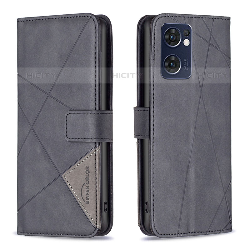 Coque Portefeuille Livre Cuir Etui Clapet B08F pour Oppo Reno7 5G Noir Plus