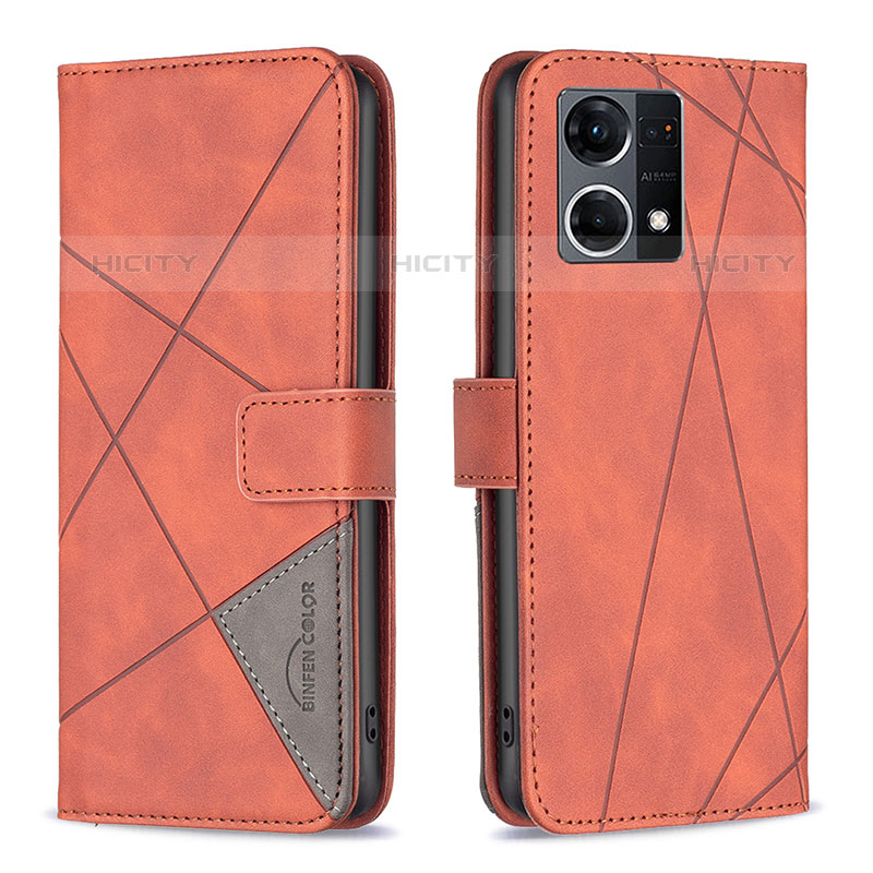 Coque Portefeuille Livre Cuir Etui Clapet B08F pour Oppo Reno8 4G Orange Plus