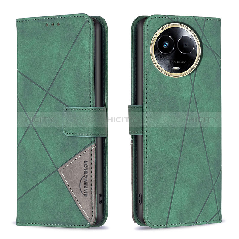 Coque Portefeuille Livre Cuir Etui Clapet B08F pour Realme 11 5G Vert Plus