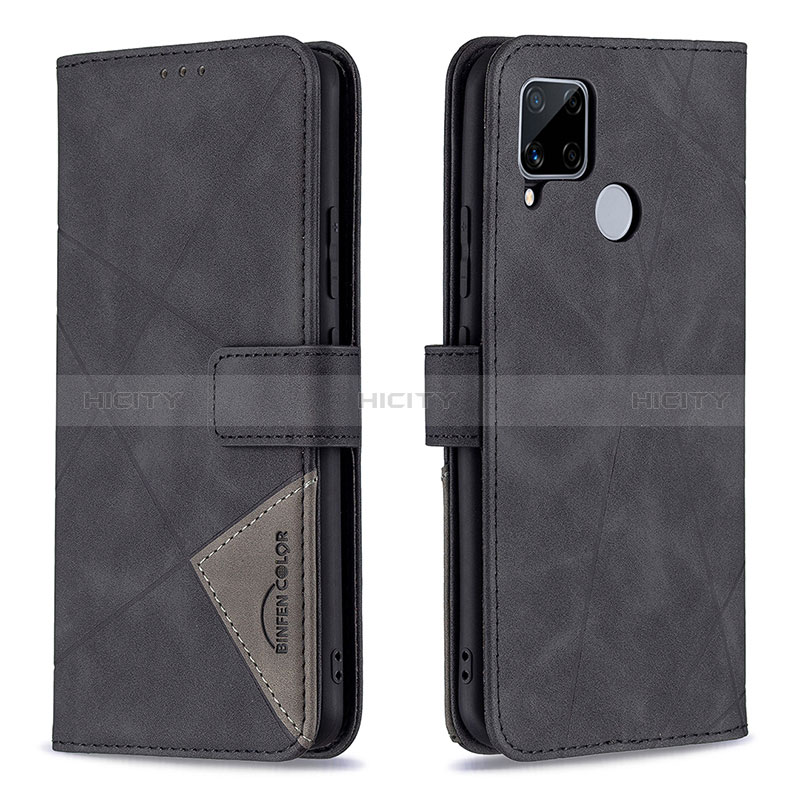 Coque Portefeuille Livre Cuir Etui Clapet B08F pour Realme 7i RMX2193 Noir Plus