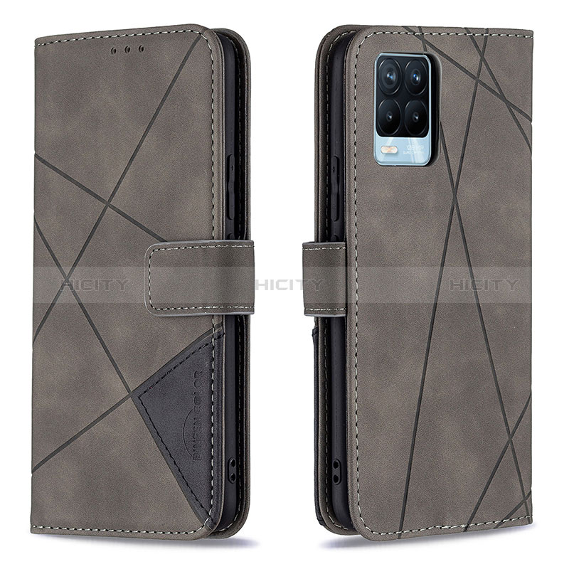 Coque Portefeuille Livre Cuir Etui Clapet B08F pour Realme 8 4G Gris Plus