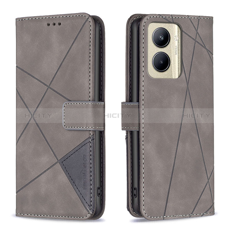 Coque Portefeuille Livre Cuir Etui Clapet B08F pour Realme C33 (2023) Gris Plus