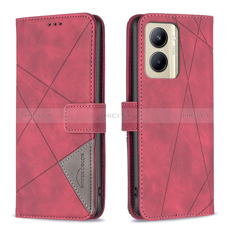 Coque Portefeuille Livre Cuir Etui Clapet B08F pour Realme C33 (2023) Rouge Plus