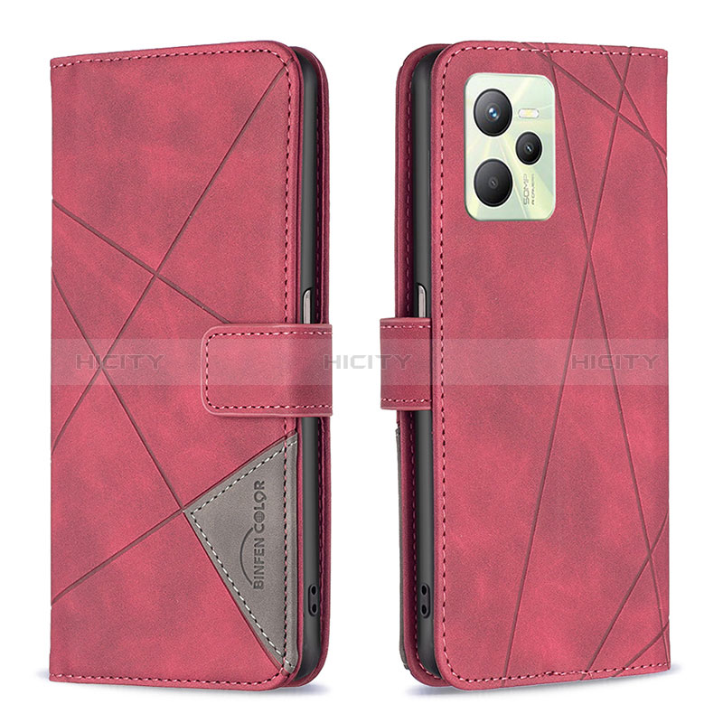 Coque Portefeuille Livre Cuir Etui Clapet B08F pour Realme C35 Rouge Plus