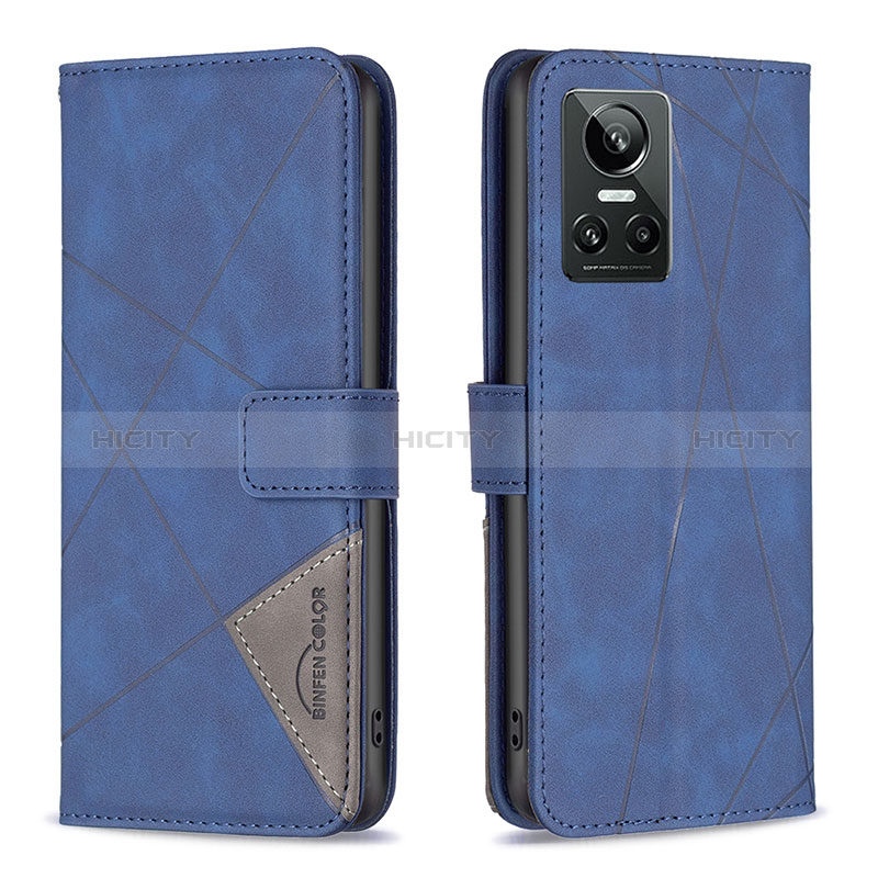 Coque Portefeuille Livre Cuir Etui Clapet B08F pour Realme GT Neo3 5G Bleu Plus