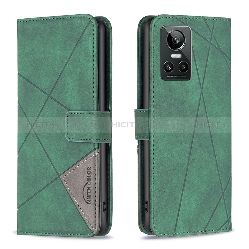 Coque Portefeuille Livre Cuir Etui Clapet B08F pour Realme GT Neo3 5G Vert Plus