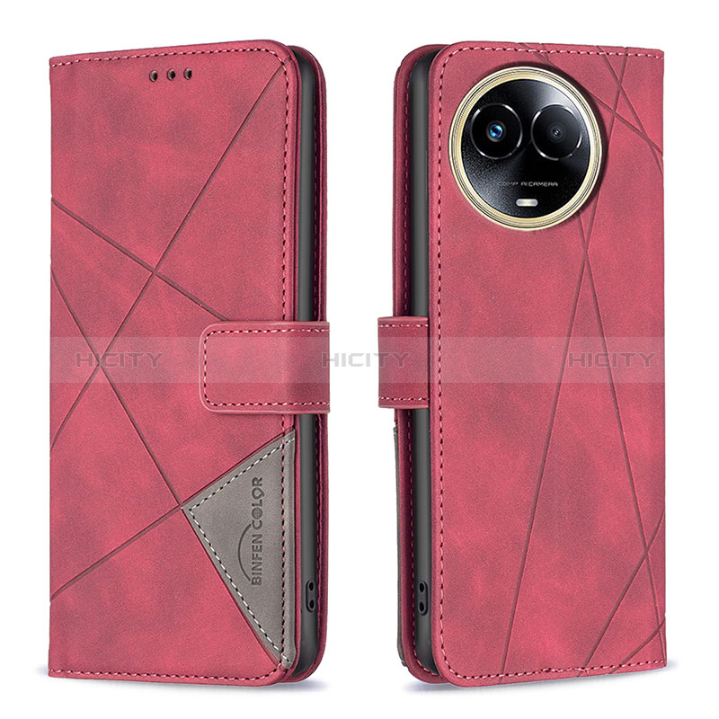 Coque Portefeuille Livre Cuir Etui Clapet B08F pour Realme V50s 5G Rouge Plus