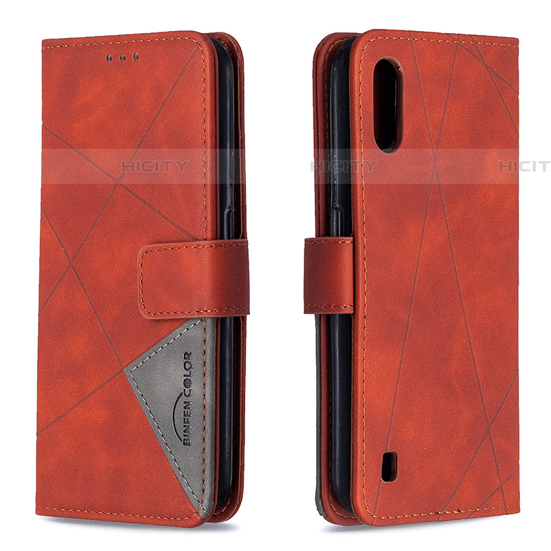 Coque Portefeuille Livre Cuir Etui Clapet B08F pour Samsung Galaxy A01 SM-A015 Orange Plus