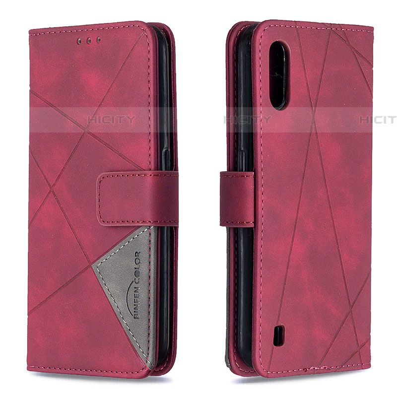 Coque Portefeuille Livre Cuir Etui Clapet B08F pour Samsung Galaxy A01 SM-A015 Rouge Plus