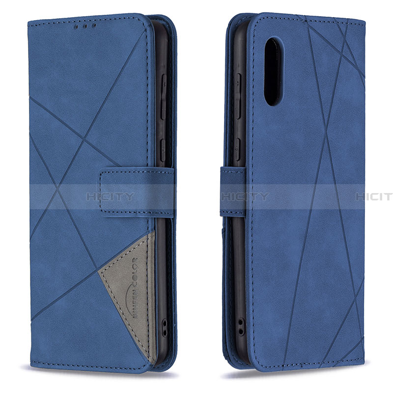 Coque Portefeuille Livre Cuir Etui Clapet B08F pour Samsung Galaxy A02 Bleu Plus