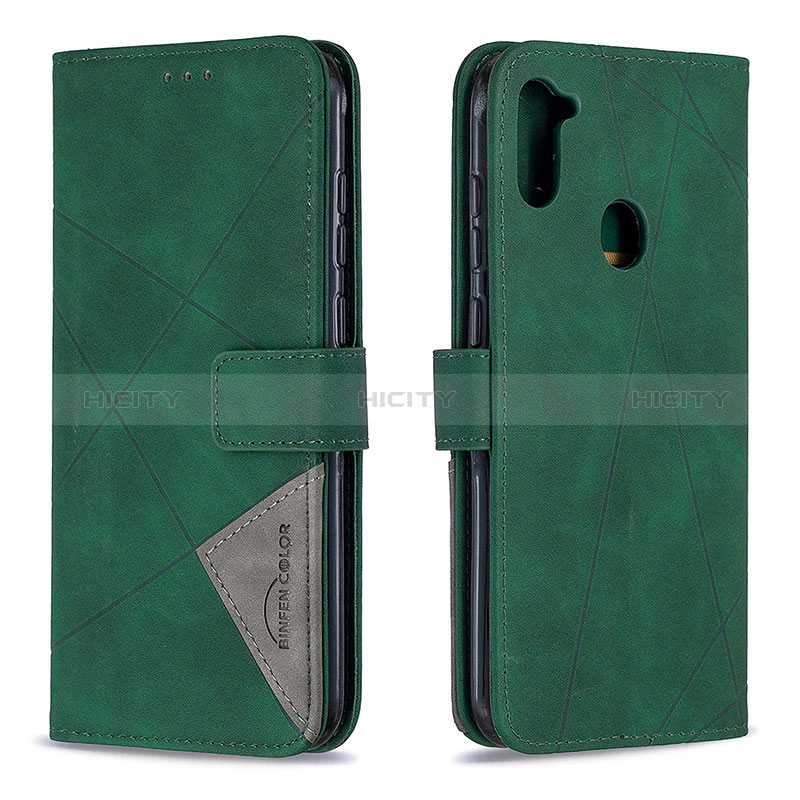 Coque Portefeuille Livre Cuir Etui Clapet B08F pour Samsung Galaxy A11 Vert Plus