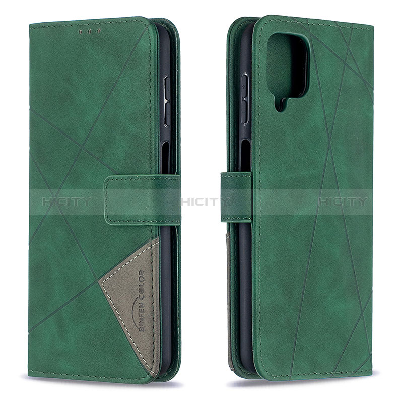 Coque Portefeuille Livre Cuir Etui Clapet B08F pour Samsung Galaxy A12 Nacho Vert Plus