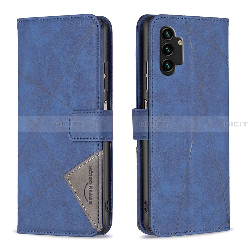 Coque Portefeuille Livre Cuir Etui Clapet B08F pour Samsung Galaxy A13 4G Bleu Plus