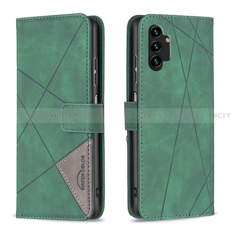 Coque Portefeuille Livre Cuir Etui Clapet B08F pour Samsung Galaxy A13 4G Vert Plus