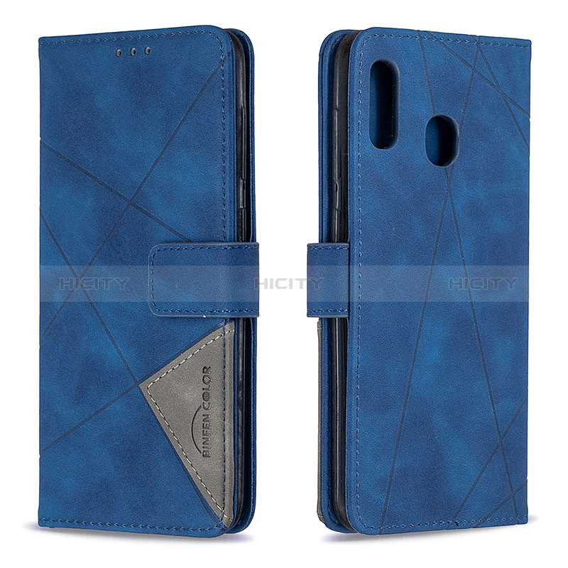 Coque Portefeuille Livre Cuir Etui Clapet B08F pour Samsung Galaxy A20 Bleu Plus