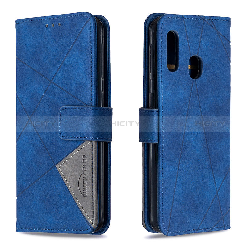 Coque Portefeuille Livre Cuir Etui Clapet B08F pour Samsung Galaxy A20e Bleu Plus