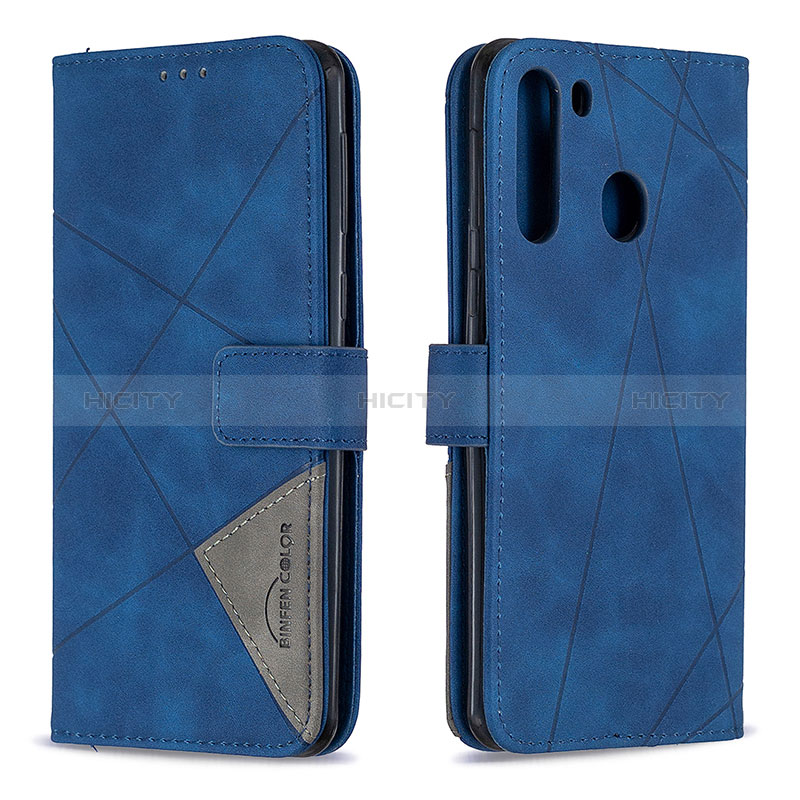 Coque Portefeuille Livre Cuir Etui Clapet B08F pour Samsung Galaxy A21 Bleu Plus