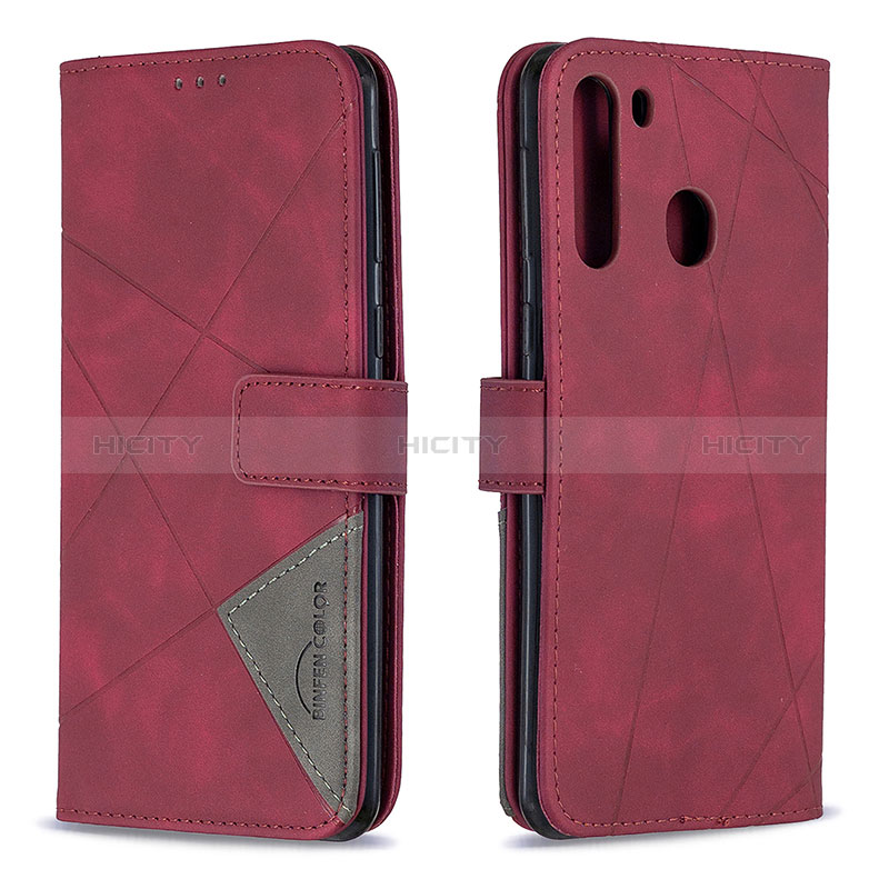 Coque Portefeuille Livre Cuir Etui Clapet B08F pour Samsung Galaxy A21 Rouge Plus