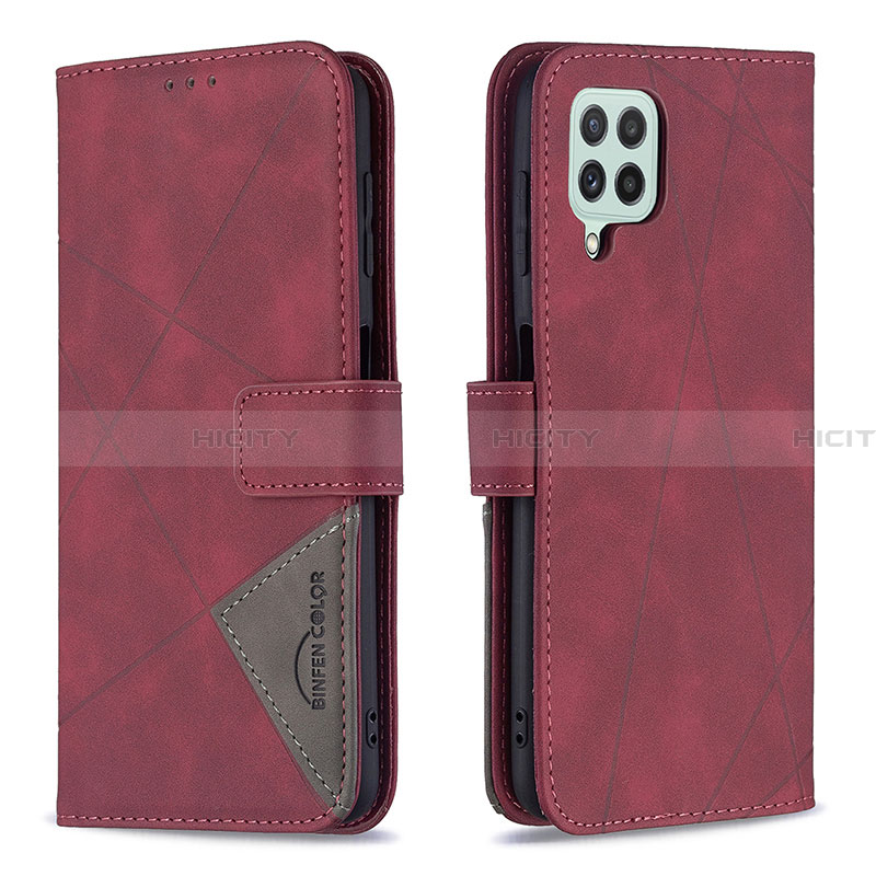 Coque Portefeuille Livre Cuir Etui Clapet B08F pour Samsung Galaxy A22 4G Rouge Plus