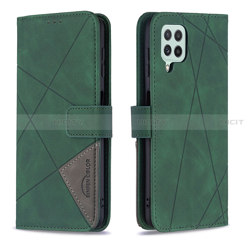 Coque Portefeuille Livre Cuir Etui Clapet B08F pour Samsung Galaxy A22 4G Vert Plus