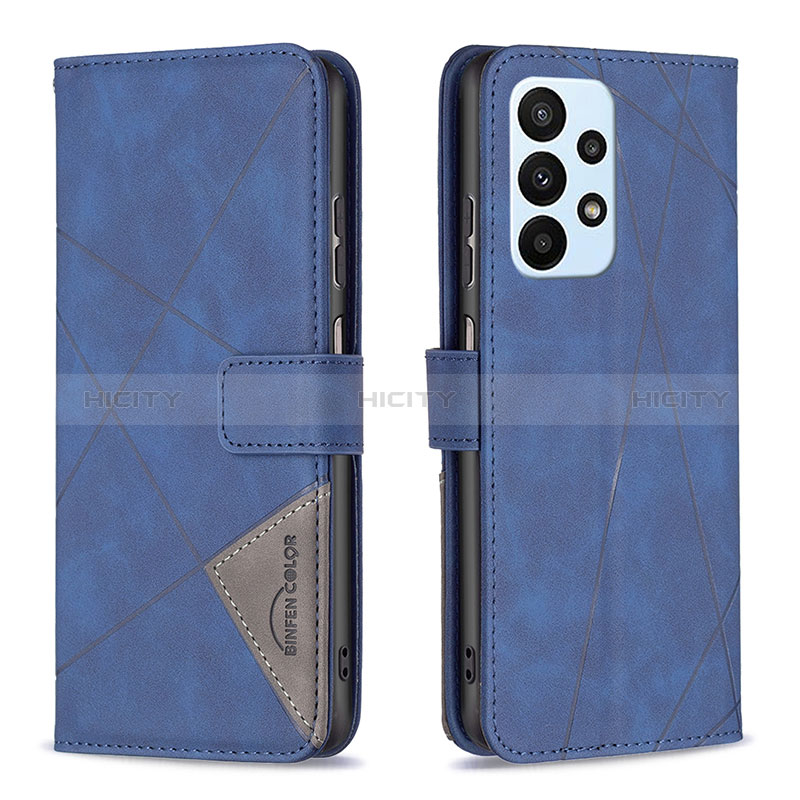 Coque Portefeuille Livre Cuir Etui Clapet B08F pour Samsung Galaxy A23 5G Bleu Plus