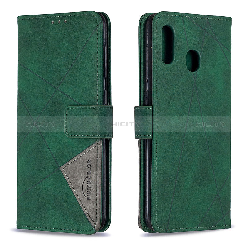 Coque Portefeuille Livre Cuir Etui Clapet B08F pour Samsung Galaxy A30 Vert Plus