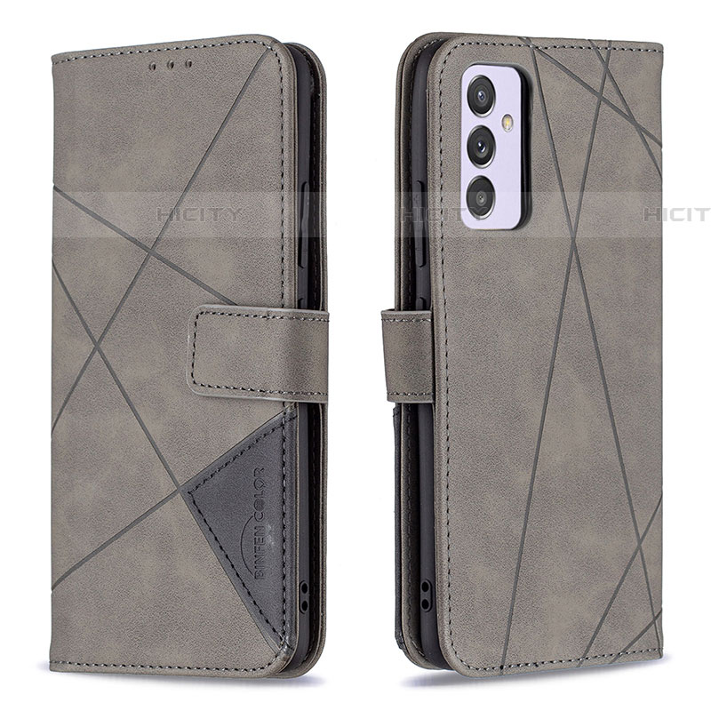 Coque Portefeuille Livre Cuir Etui Clapet B08F pour Samsung Galaxy A34 5G Gris Plus