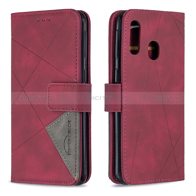 Coque Portefeuille Livre Cuir Etui Clapet B08F pour Samsung Galaxy A40 Rouge Plus