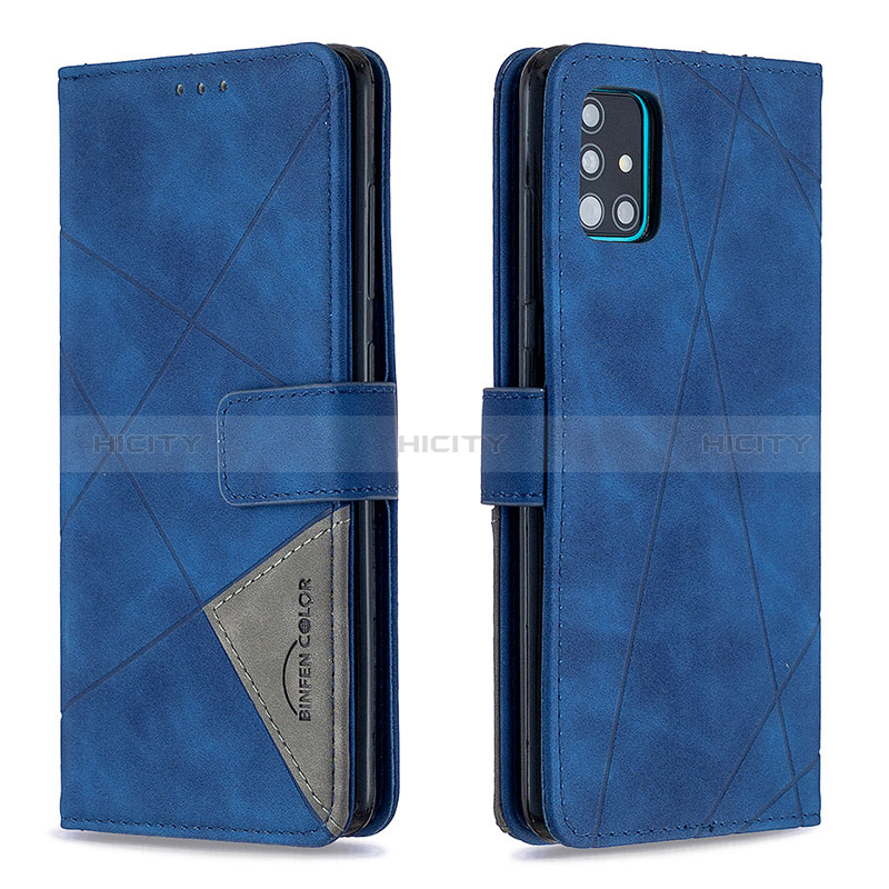 Coque Portefeuille Livre Cuir Etui Clapet B08F pour Samsung Galaxy A51 4G Bleu Plus