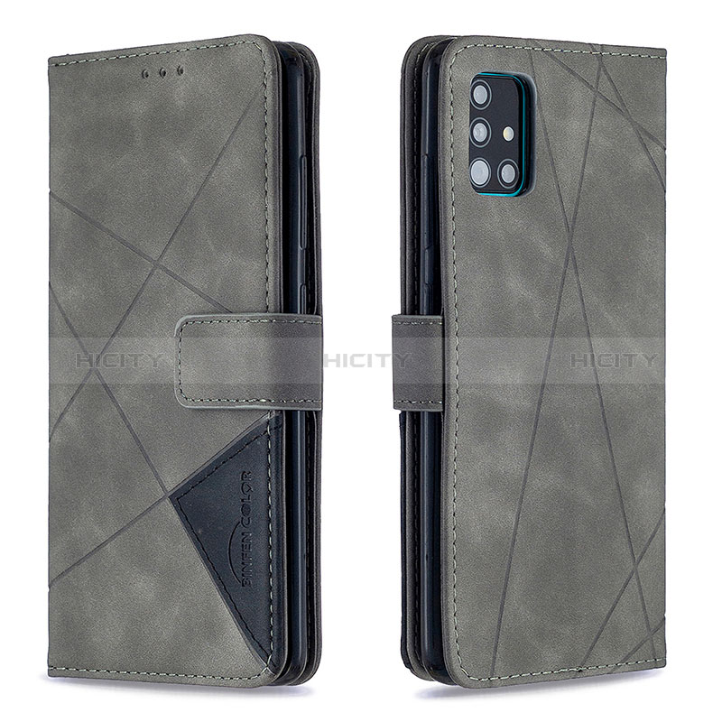 Coque Portefeuille Livre Cuir Etui Clapet B08F pour Samsung Galaxy A51 4G Gris Plus