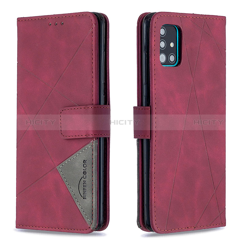 Coque Portefeuille Livre Cuir Etui Clapet B08F pour Samsung Galaxy A51 4G Rouge Plus