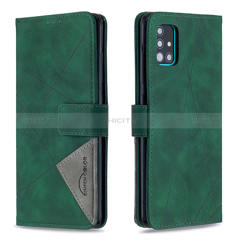 Coque Portefeuille Livre Cuir Etui Clapet B08F pour Samsung Galaxy A51 5G Vert Plus